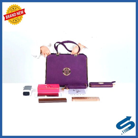 Large Vegan Leather Tote Satchel with Wallet, Top Handle & Shoulder Strap